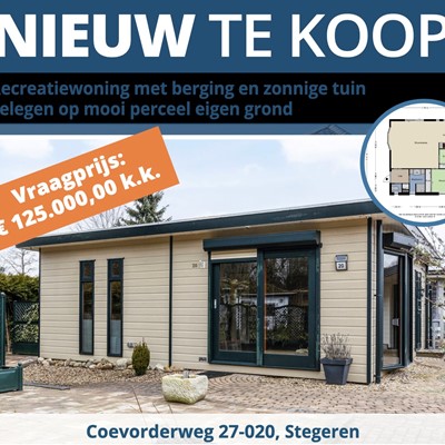 Te koop: zonnig gelegen recreatiewoning.